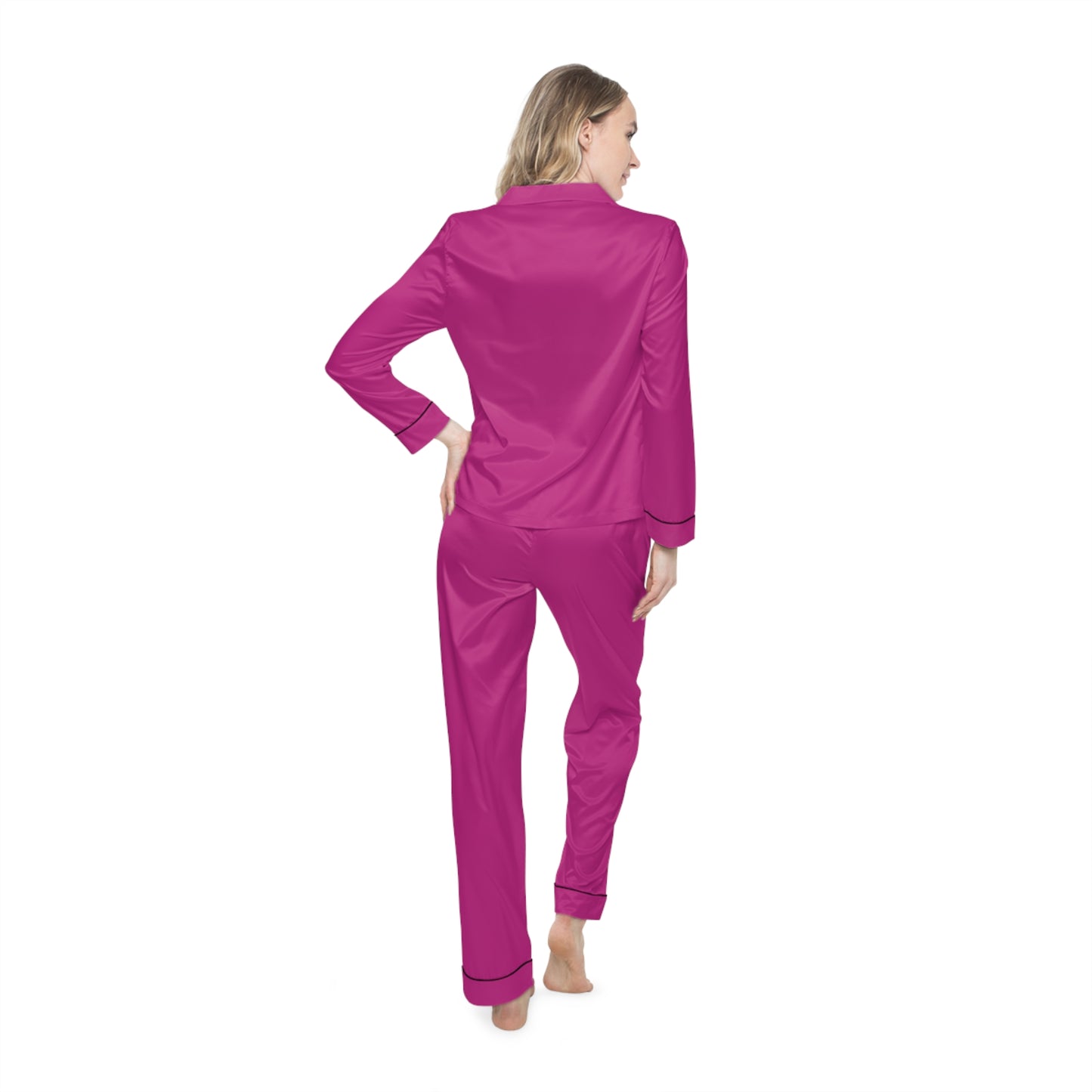 Vibrant Pink Women's Satin Pajamas for Luxurious Comfort