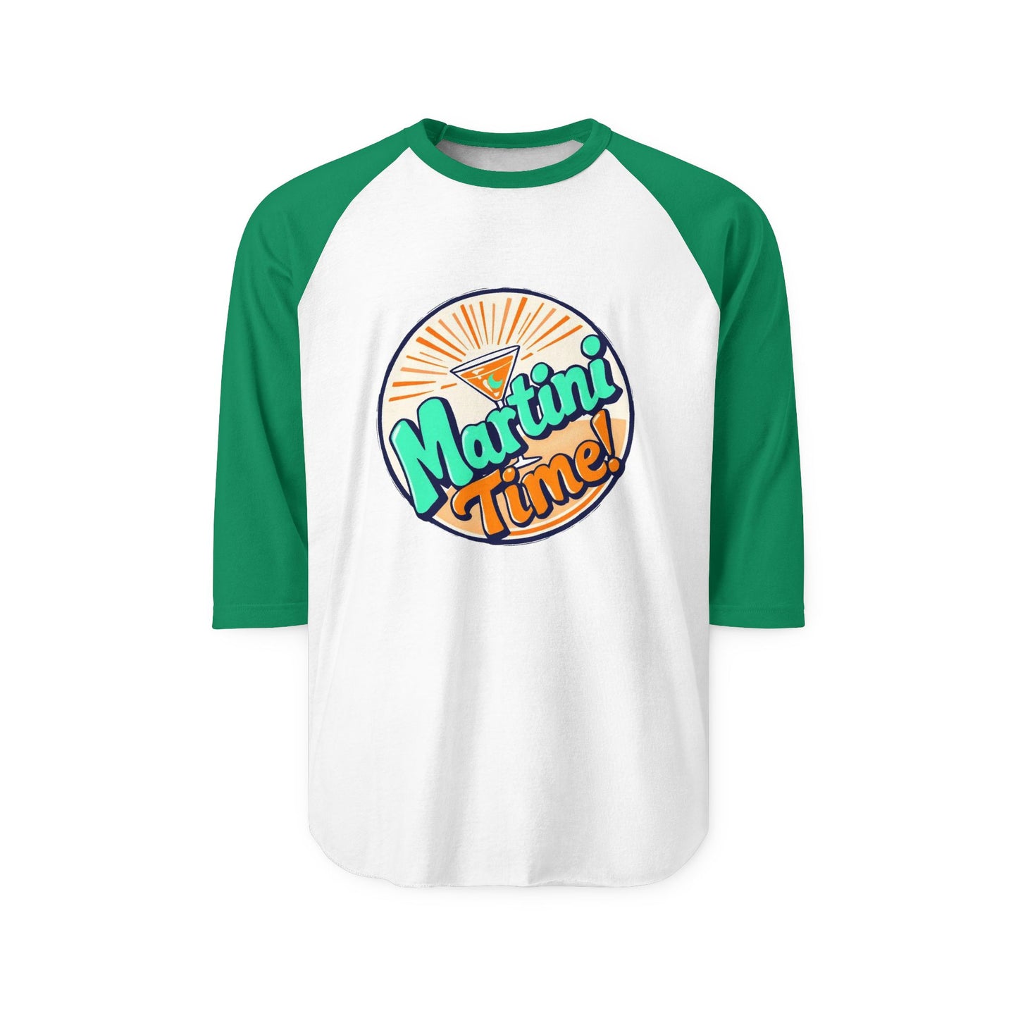 Unisex Martini Time Raglan Shirt | Casual Tee, Three-Quarter Sleeve, Drink Lover Apparel, Party Shirt, Gift for Bartenders.