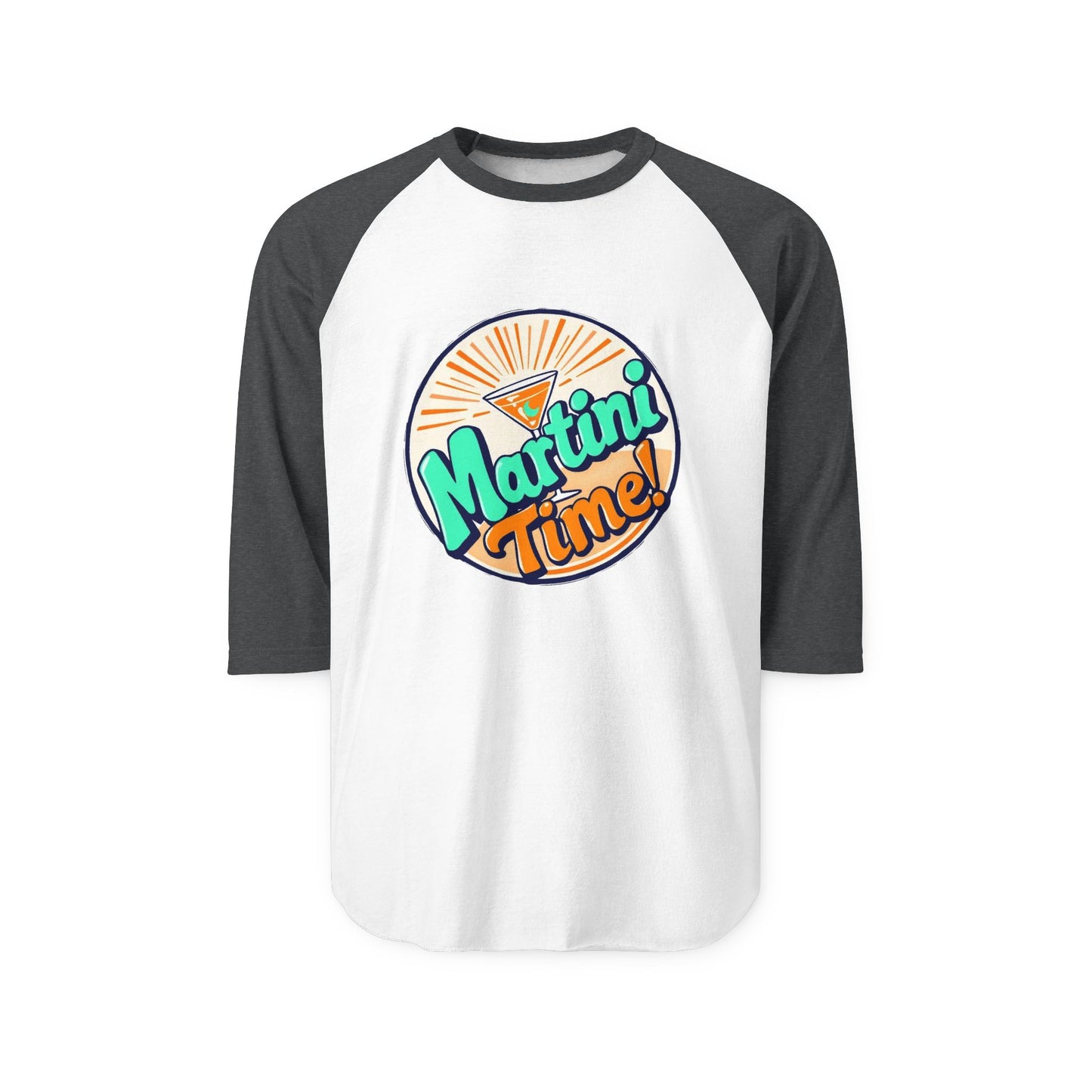 Unisex Martini Time Raglan Shirt | Casual Tee, Three-Quarter Sleeve, Drink Lover Apparel, Party Shirt, Gift for Bartenders.