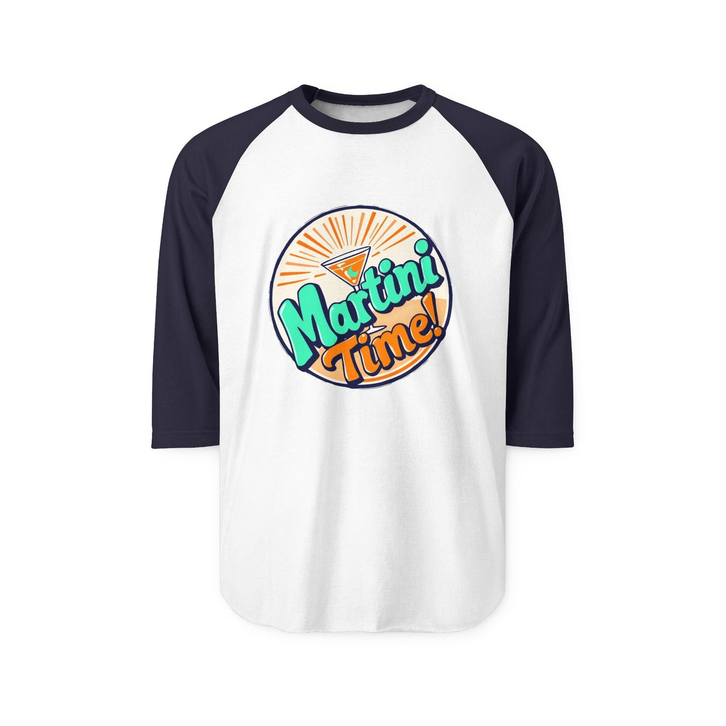 Unisex Martini Time Raglan Shirt | Casual Tee, Three-Quarter Sleeve, Drink Lover Apparel, Party Shirt, Gift for Bartenders.