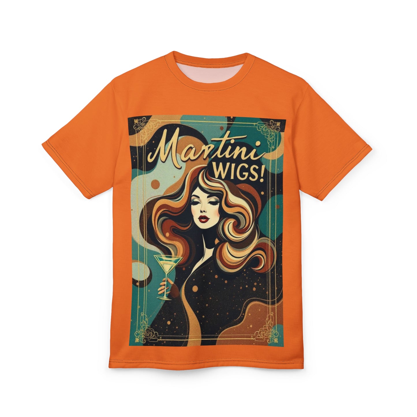 Vintage Martini Wigs Tee, Retro Cocktail Shirt, Fun Night Out T-Shirt, Lady's Night Apparel, Gift for Party Lovers.