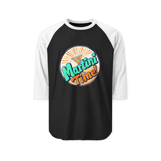 Unisex Martini Time Raglan Shirt | Casual Tee, Three-Quarter Sleeve, Drink Lover Apparel, Party Shirt, Gift for Bartenders.