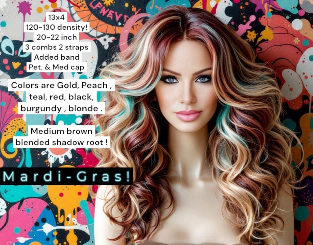 Mardi-Gras!  !Petite Pre-Order this is a true petite size cap 19.5-20.5 head circumference.