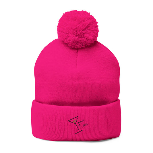 Cozy Pom-Pom Knit Cap for Cold Days, Embroidered Beanie for Winter, Perfect Gift for Friends, Outdoor Fun, Holiday Accessories.