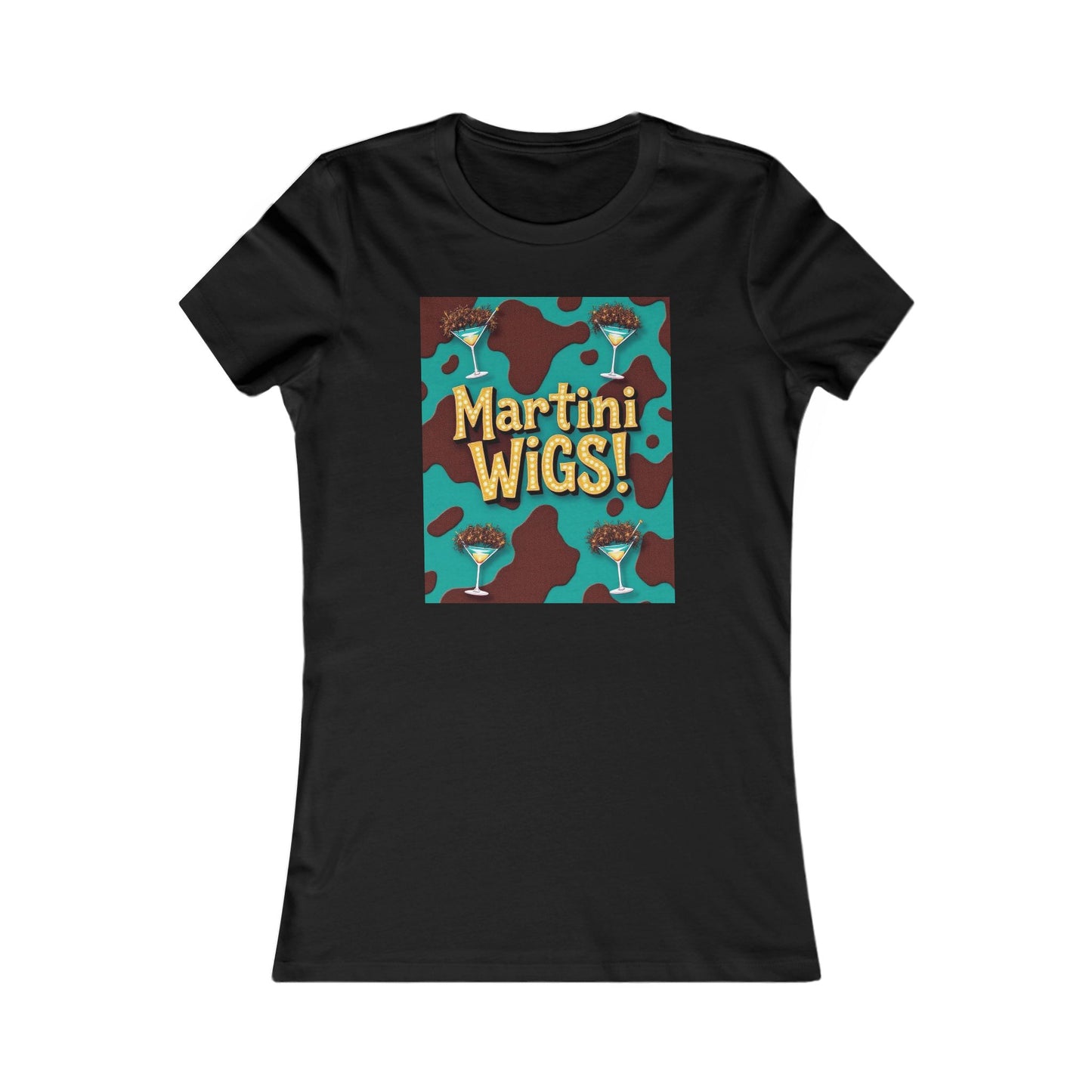 Martini Wigs Women's Tee, Fun Party T-Shirt, Cocktail Lover Gift, Unique Graphic Top, Women's Casual Wear, Birthday Celebration.