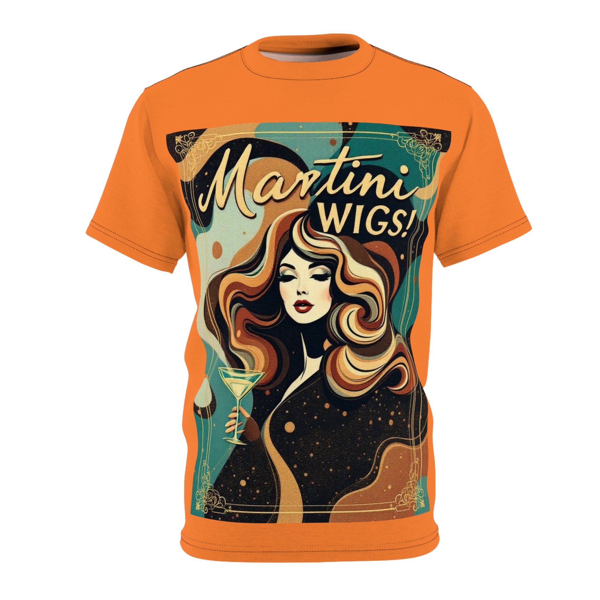 Vintage Martini Wigs Tee, Retro Cocktail Shirt, Fun Night Out T-Shirt, Lady's Night Apparel, Gift for Party Lovers.