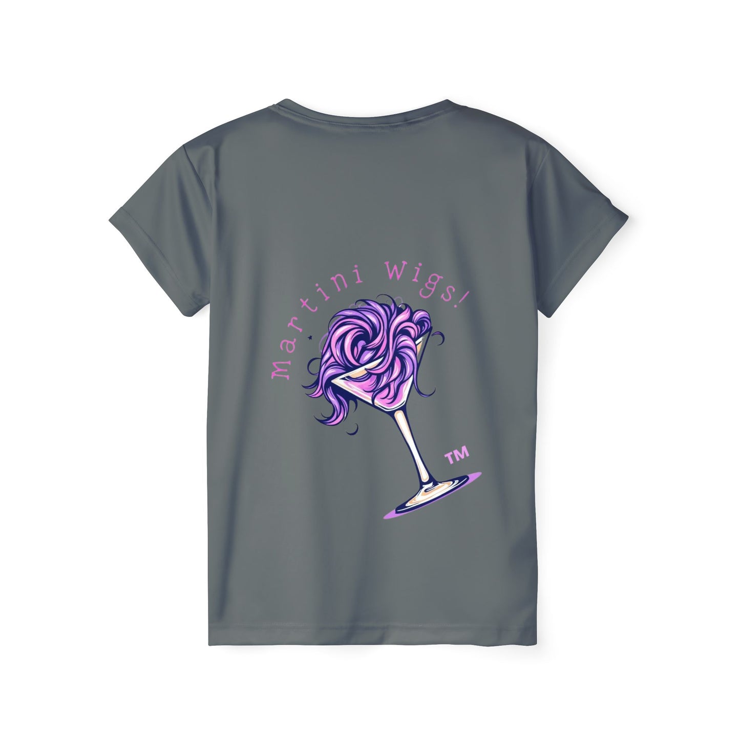 Women's Sports Jersey with 'Martini Wigs!' Design - Fun Activewear, Gifts for Her, Party Attire, Unique Sports Apparel, Trendy Workout Top.