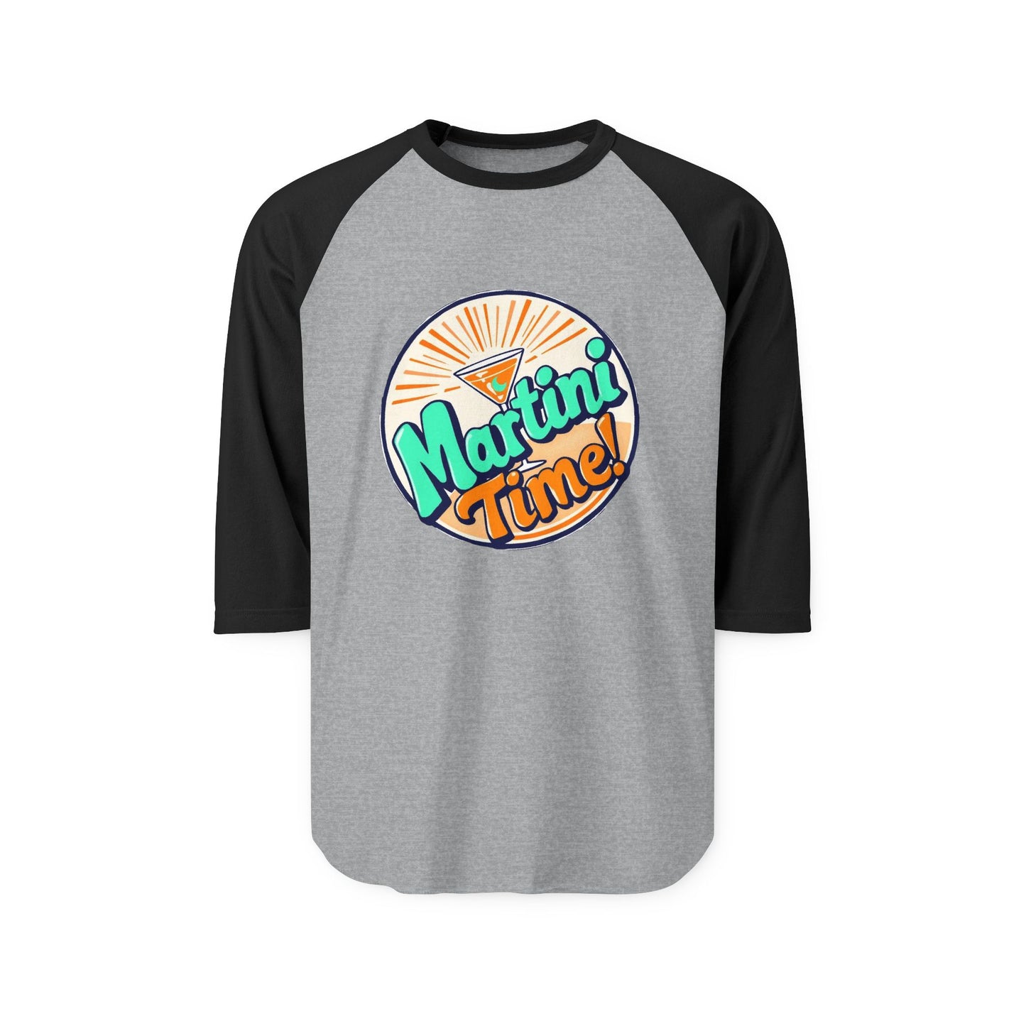 Unisex Martini Time Raglan Shirt | Casual Tee, Three-Quarter Sleeve, Drink Lover Apparel, Party Shirt, Gift for Bartenders.