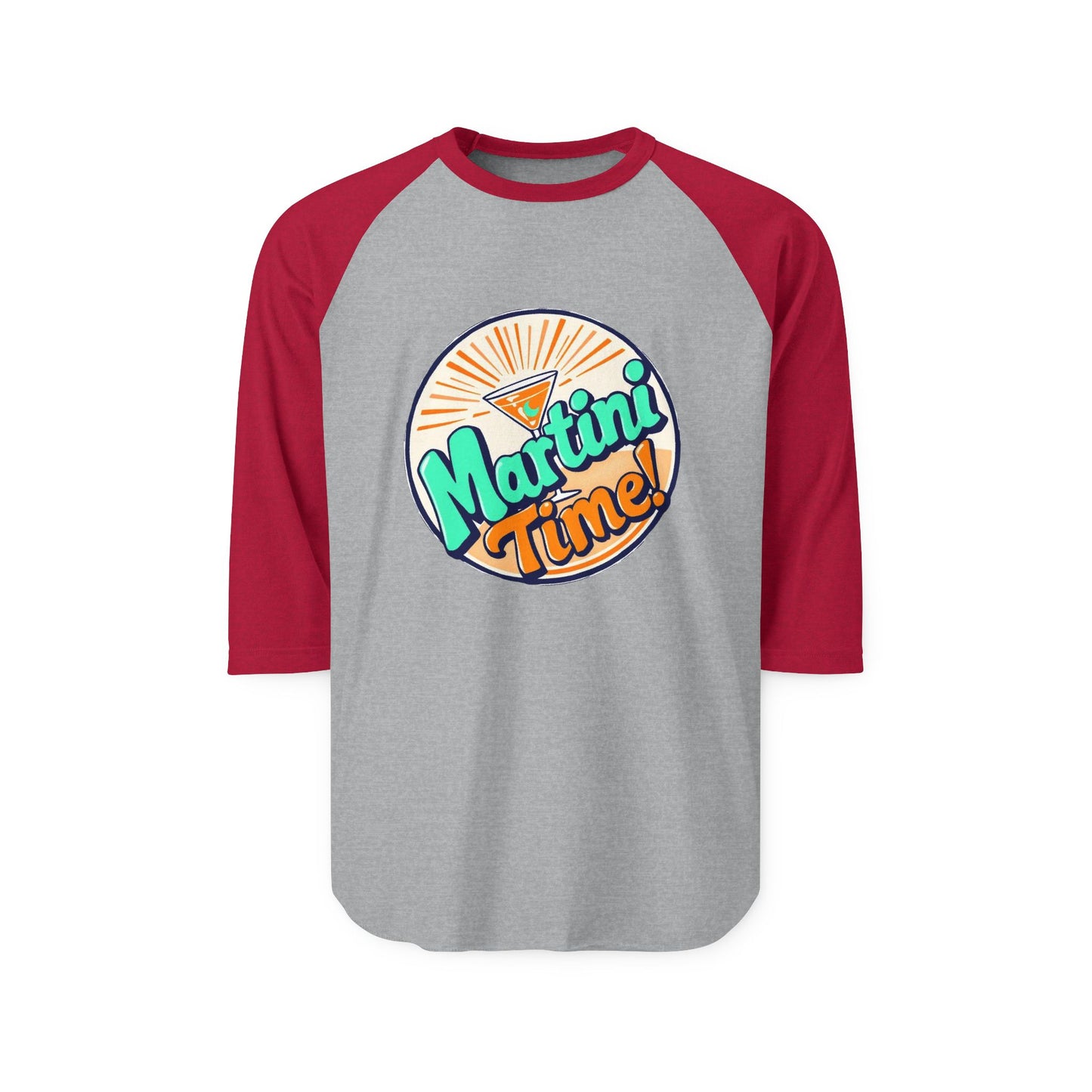 Unisex Martini Time Raglan Shirt | Casual Tee, Three-Quarter Sleeve, Drink Lover Apparel, Party Shirt, Gift for Bartenders.