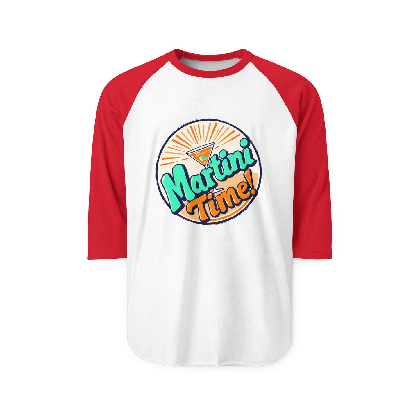 Unisex Martini Time Raglan Shirt | Casual Tee, Three-Quarter Sleeve, Drink Lover Apparel, Party Shirt, Gift for Bartenders.