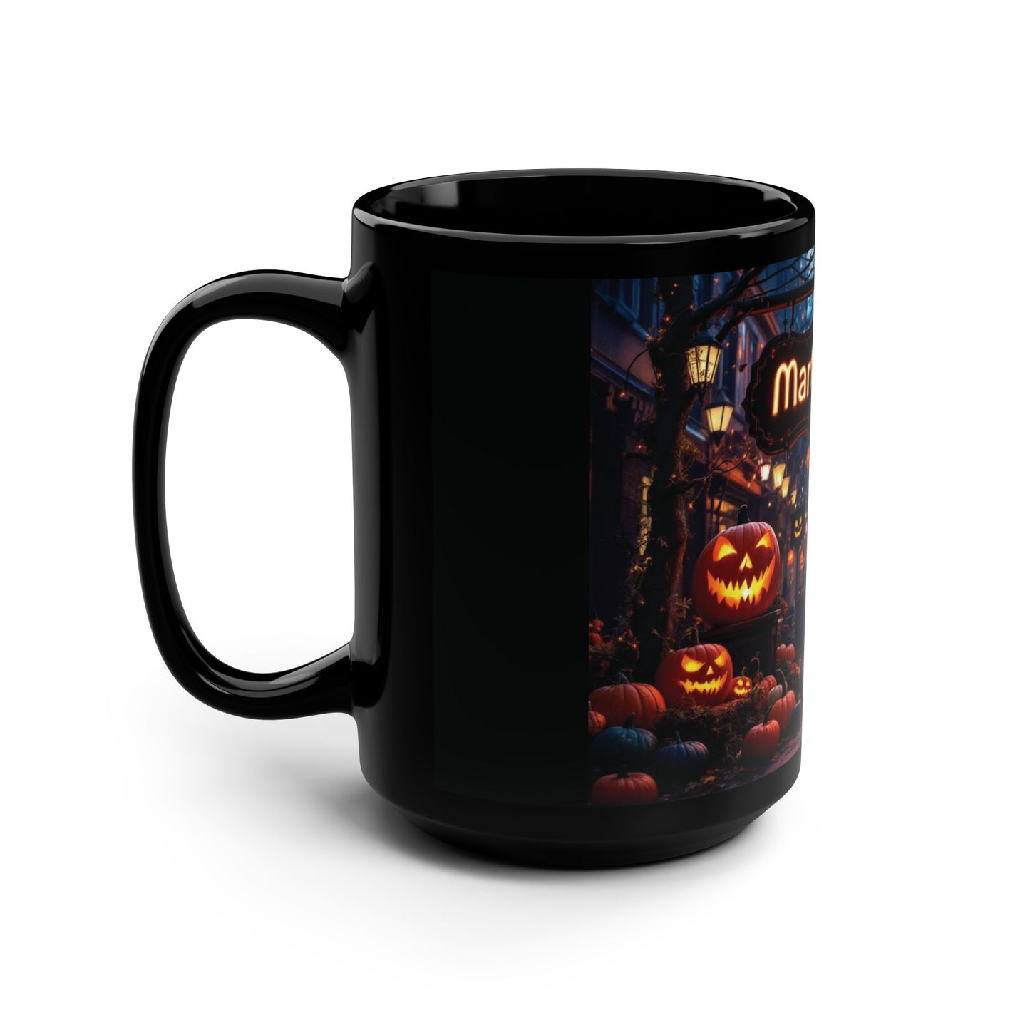 Spooky Halloween Mug | 15oz Black Coffee Cup | Perfect for Fall Nights, Halloween Parties, Gifting, Home Decor, Autumn Vibes.