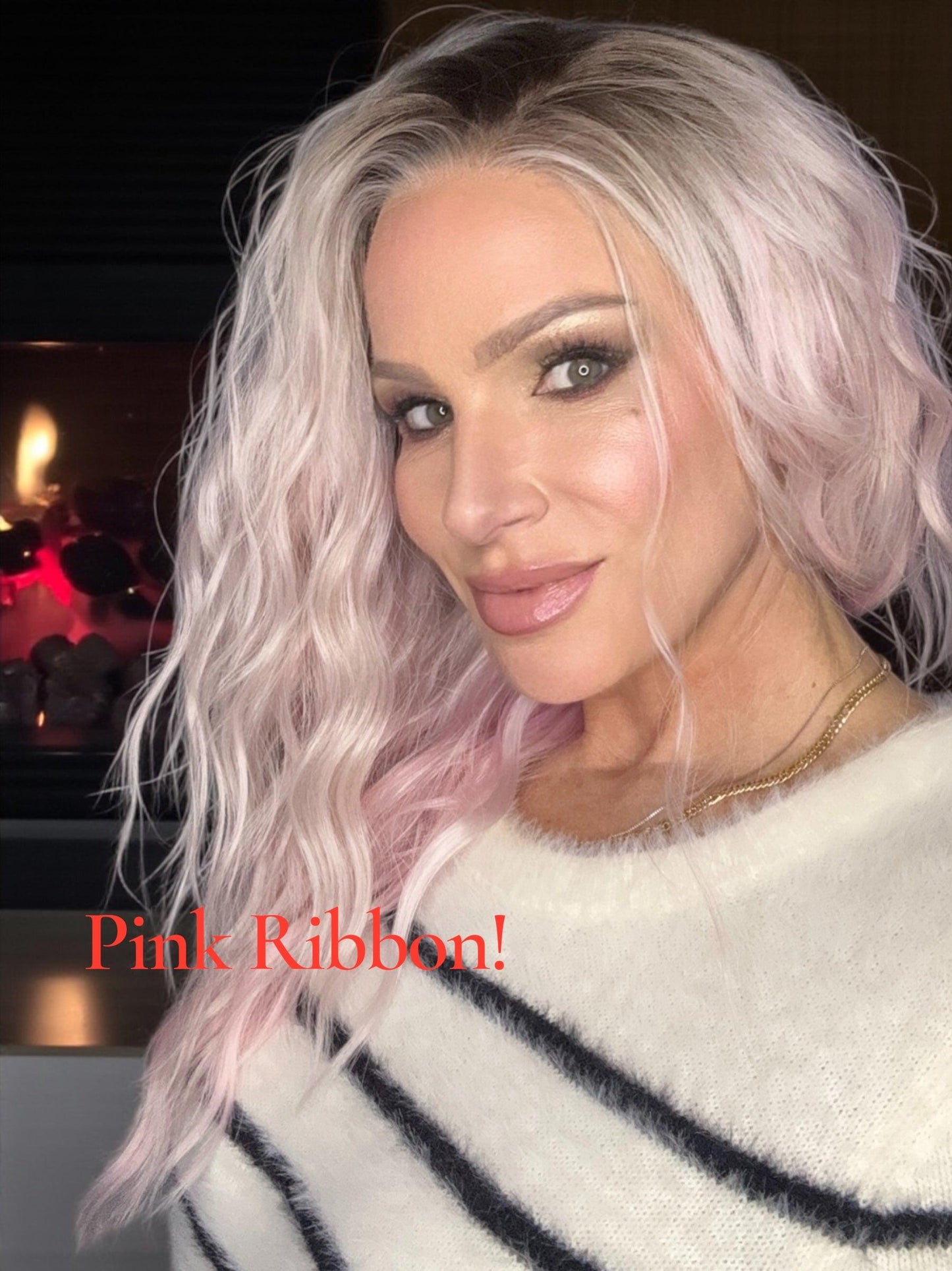 Pink Ribbon- universal-In Stock- actual wig pictured here. This is an auction for the sample only lace cut ships immediately ! No code use allowed on auctions