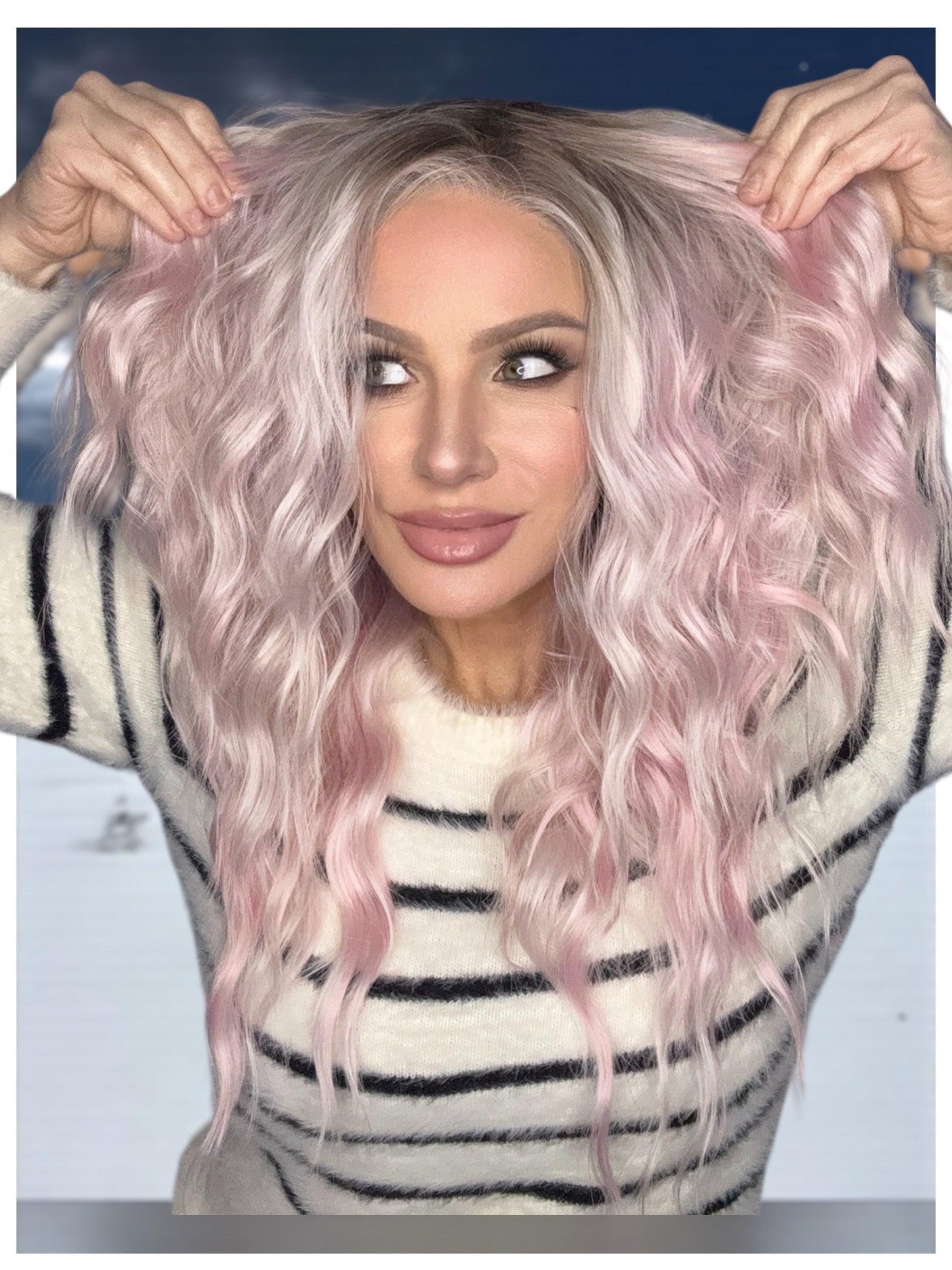 Pink Ribbon- universal-In Stock- actual wig pictured here. This is an auction for the sample only lace cut ships immediately ! No code use allowed on auctions