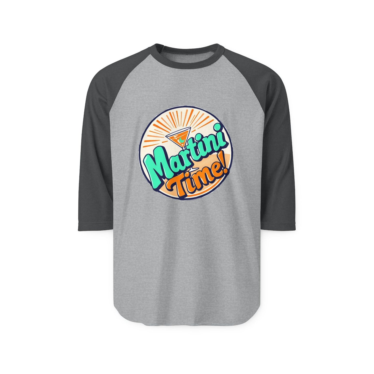 Unisex Martini Time Raglan Shirt | Casual Tee, Three-Quarter Sleeve, Drink Lover Apparel, Party Shirt, Gift for Bartenders.