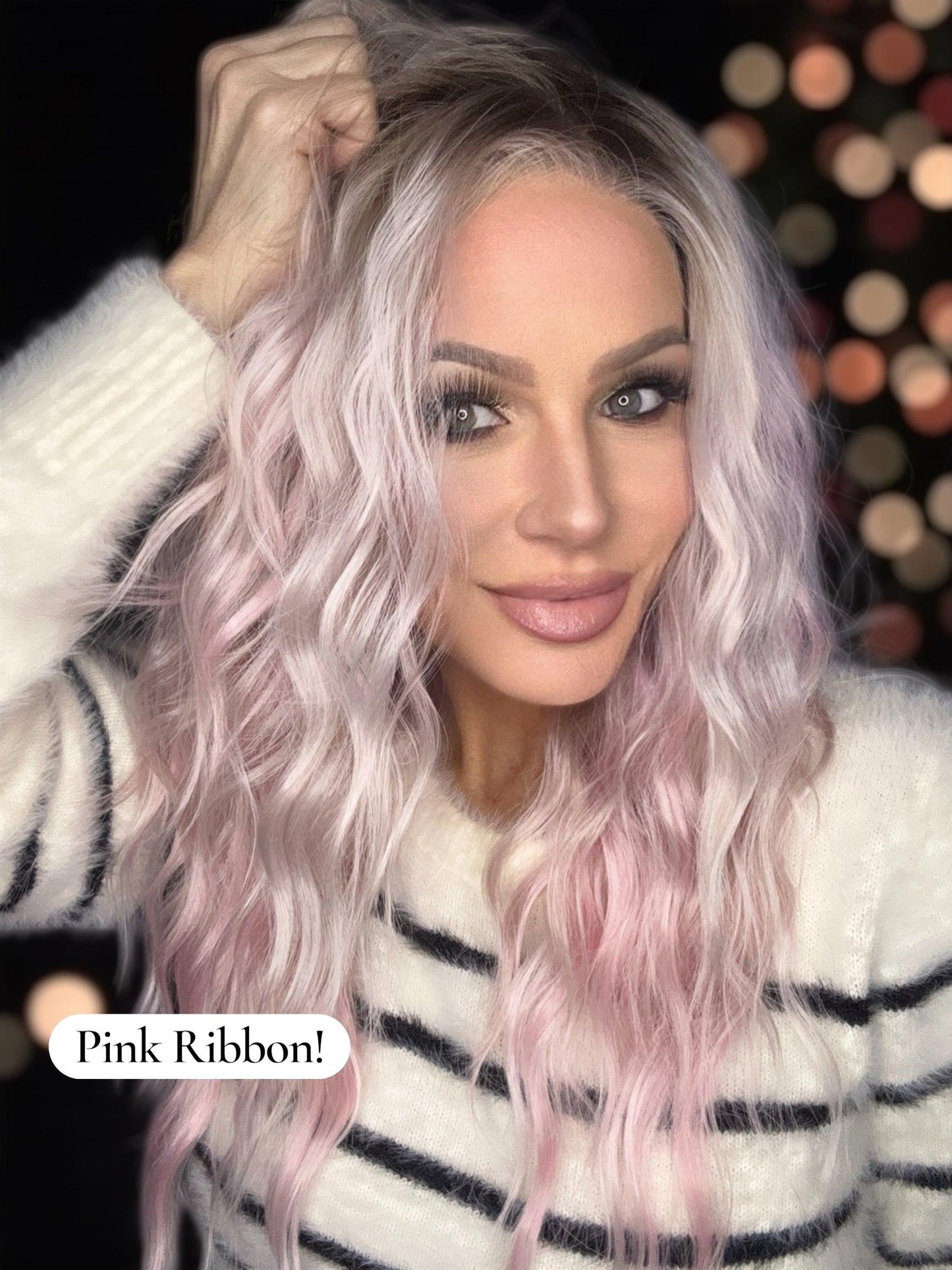 Pink Ribbon- universal-In Stock- actual wig pictured here. This is an auction for the sample only lace cut ships immediately ! No code use allowed on auctions