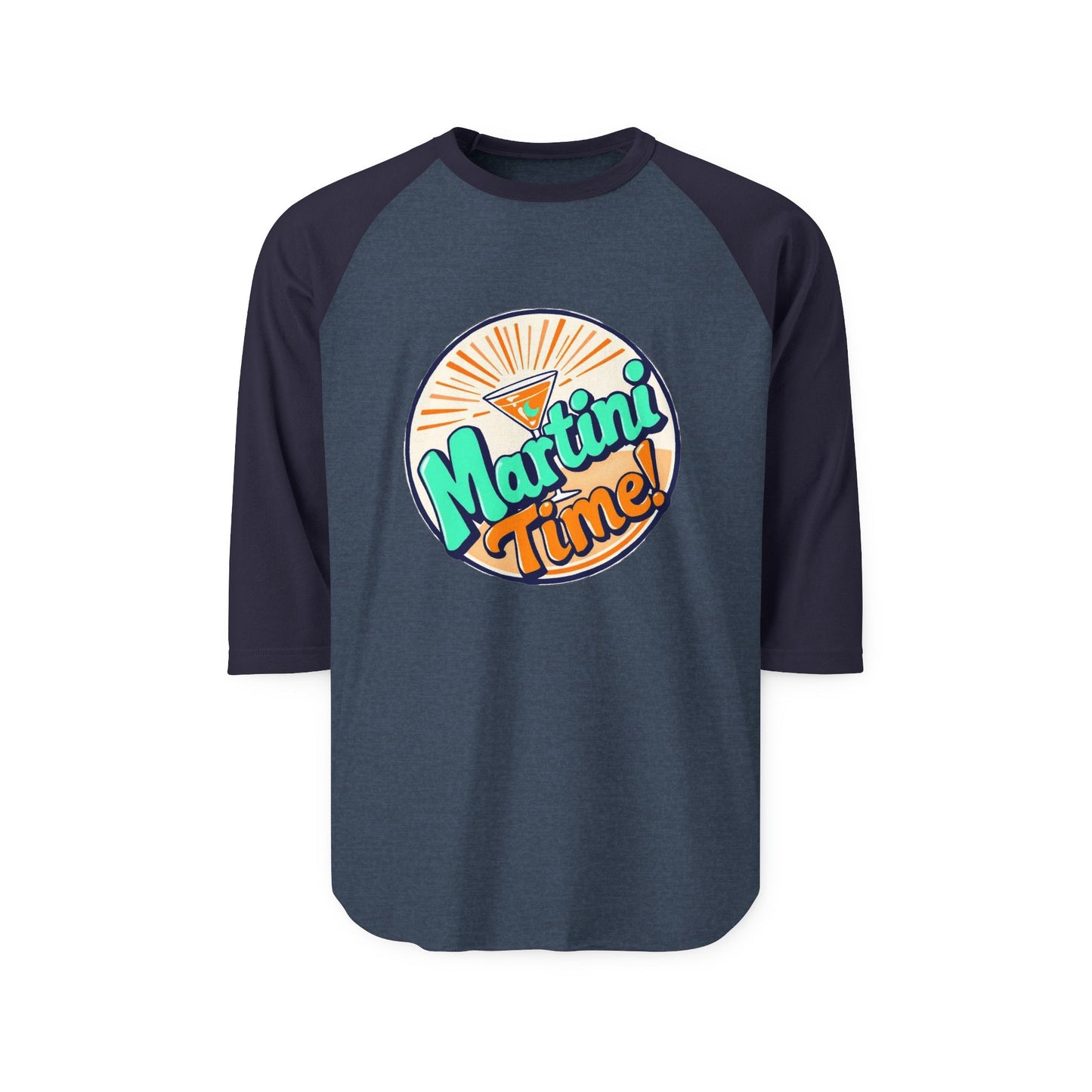Unisex Martini Time Raglan Shirt | Casual Tee, Three-Quarter Sleeve, Drink Lover Apparel, Party Shirt, Gift for Bartenders.