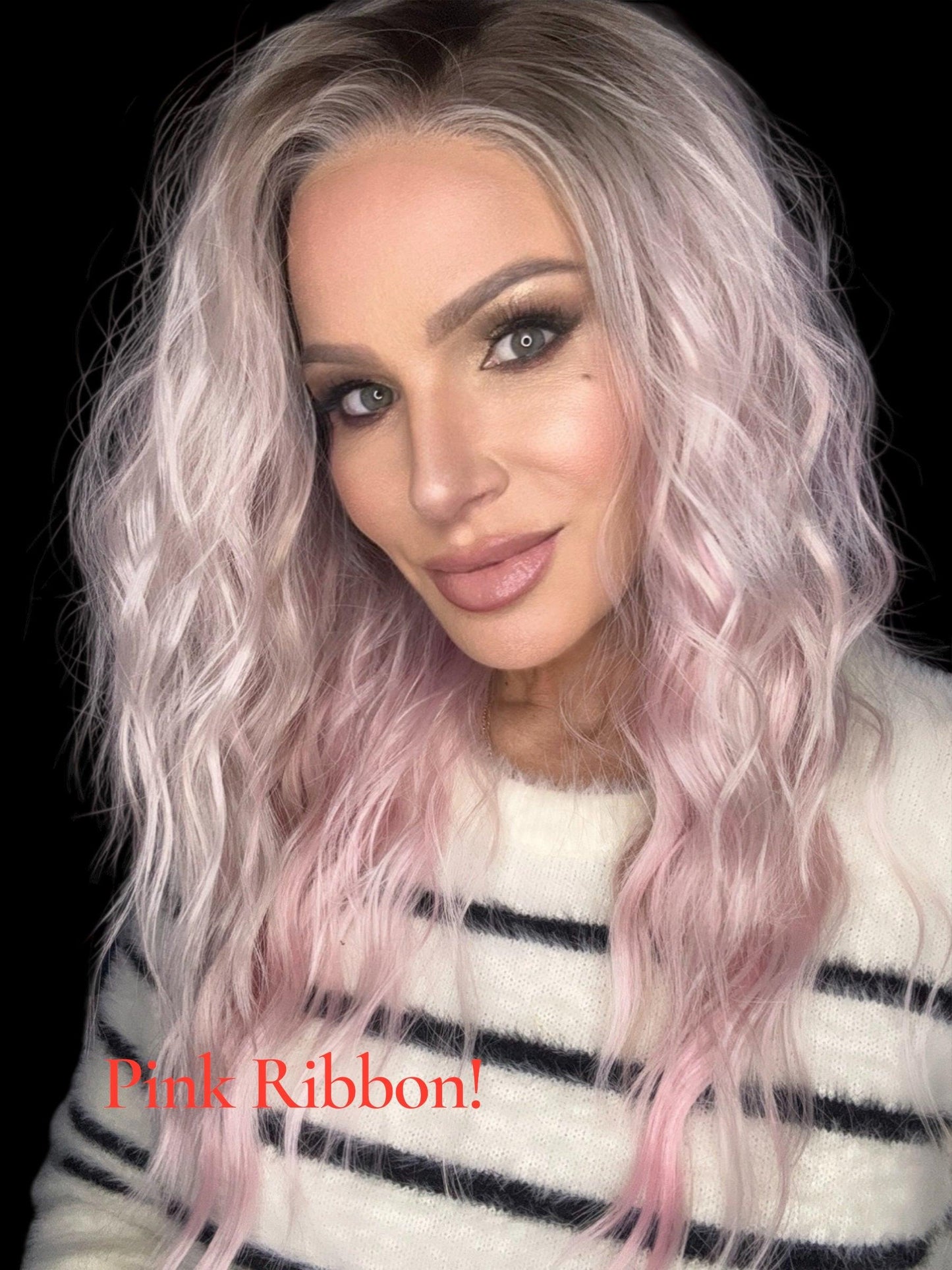 Pink Ribbon- universal-In Stock- actual wig pictured here. This is an auction for the sample only lace cut ships immediately ! No code use allowed on auctions