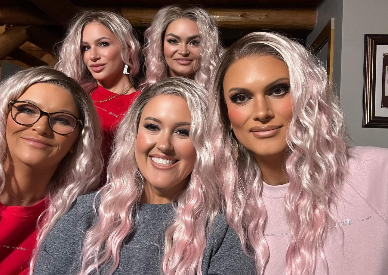 Pink Ribbon- universal-In Stock- actual wig pictured here.